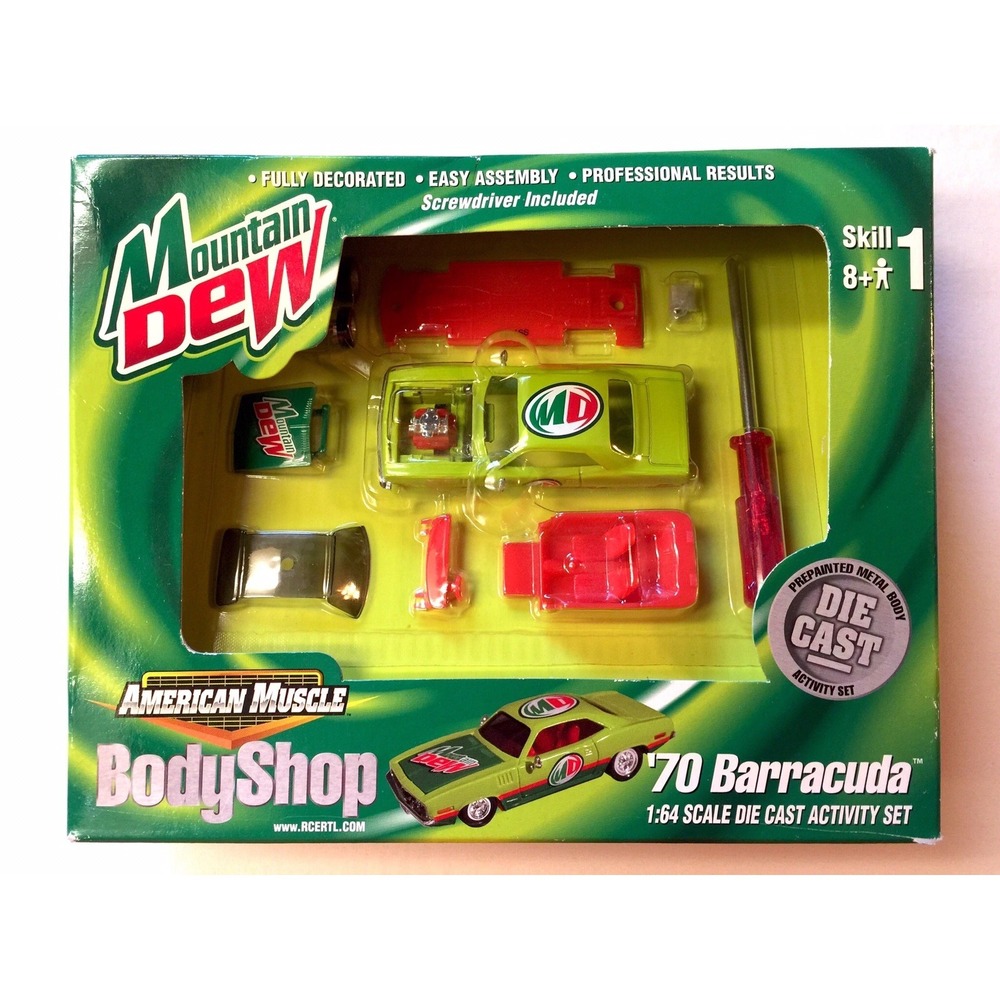 ERTL Body‎ Shop Mountain Dew Model Kit 70 1970 Plymouth Barracuda Die Cast 1/64
